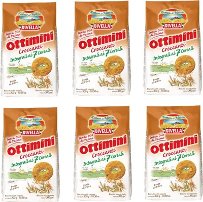 Produktbild von 6x Divella Ottimini Croccanti Integrali 7 Cereali Vollkornkekse mit 7 Müsli 300g Biscuits Cookies italienische Kekse