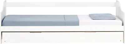 Produktbild von Homestyle4u Ausziehbett 90x200 Kinderbett Weiß Holzbett mit Lattenrost Tagesbett ausziehbar