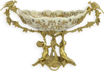 Produktbild von Schale Porzellan mit Bronze Obstschale Replikat Retro Design Dekoration