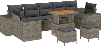Obrázok produktu pre vidaXL Záhradná sedacia súprava 10 ks Grey Poly-Rattan