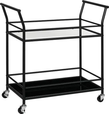 Produktbild von Küchenwagen mit 4 Rollen, 2 Ablagen und Griffen, 75 cm x 40 cm x 80 cm, Schwarz