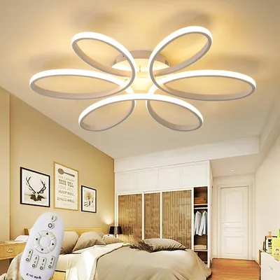 Produktbild von LED Deckenlampe XW809White-54cm 120W mit Fernbedienung Lichtfarbe/Helligkeit einstellbar dimmbar weiß lackierte Metallrahmen A+ LED Wohnzimmerleuchte Deckenlampe Deckenstrahler LED Deckenleuchte