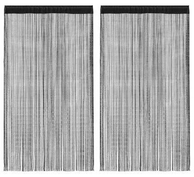 Zdjęcie produktu dla vidaXL Zasłony sznurkowe 2 szt. 140 x 250 cm Czarne