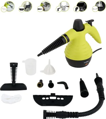 Produktbild von LUND Profesionálny ručný parný čistič so 6 nástavcami - Parný čistič - Detská poistka - 10-dielna súprava - 900W-1050W - Zelená