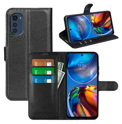 Obrázok produktu pre Pre mobilný telefón Motorola Moto E32 Puzdro z čiernej syntetickej kože