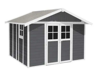 Produktbild von ONDIS24 Grosfillex Gartenhaus Schuppen Kunststoff Metall grau H 11