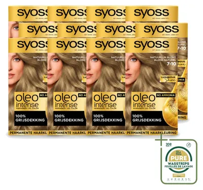 Image de 12 x Coloration permanente Syoss Oleo Intense 7-10 - Blond naturel - Pack économique - 12 pièces