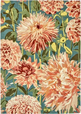 Produktbild von Handgefertigter Wohn- und Schlafzimmerteppich aus Wolle mit Blumenmuster DAHLIE