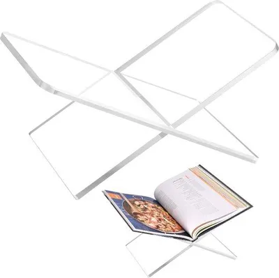 Produktbild von Famanu Acryl Bücherhalter 28 x 17 x 15 cm - Transparente Buchstütze für Kochbücher, Kunstbücher, Gästebücher