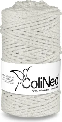 Produktbild von ColiNea, Baumwollkordel mit Baumwollkern, geflochten, 3mm, 100m, weiß