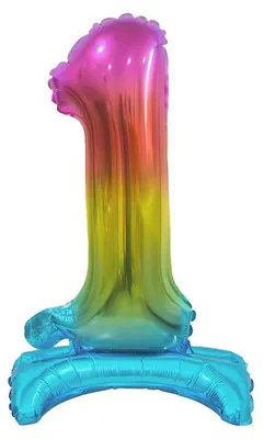 Image de XL ballon plastique chiffre 1 multicolore arc-en-ciel debout 74 cm