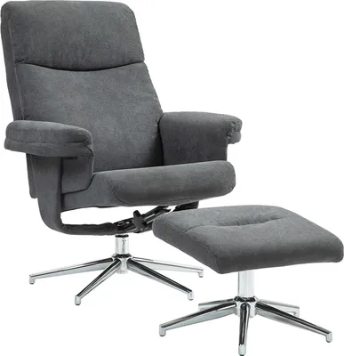 Produktbild von Relaxsessel mit Hocker, Gepolstert Fernsehsessel mit Liegefunktion, Liegesessel mit Samtoptik, bis150 kg belastbar, für Wohnzimmer, Schlafzimmer, Dunkelgrau