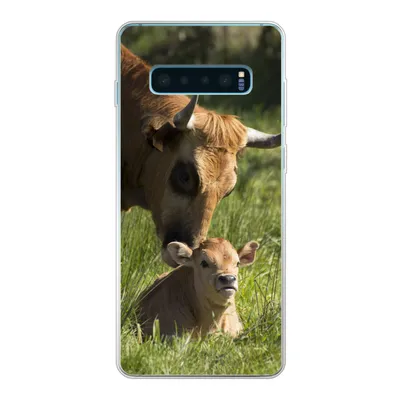 Produktbild von MuchoWow® Handyhülle Schutzhülle Hülle für Samsung Galaxy S10 Plus Kuh - Gras - Horn - Kalb Silikon Softcase Handy Hülle - Schutzhülle