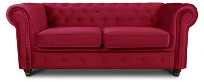 Produktbild von Sofa Chesterfield Asti 2-Sitzer, Couchgarnitur 2-er, Sofagarnitur, Couch mit Holzfüße, Polstersofa - Glamour Design, Velours (Rot (Velvet 59))