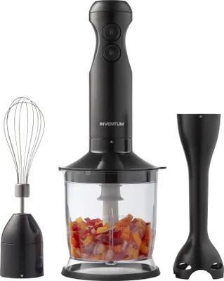 Produktbild von Inventum Stabmixer-Set schwarz 350 Watt MX350B mit Schneebesen und Zerkleinerer