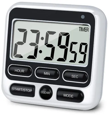Produktbild von Digitaler Küchentimer mit Stumm-/Lauter-Alarm-Schalter, EIN-/Aus-Schalter, 24-Stunden-Uhr und Alarm, Speicherfunktion zum Aufwärts- und Abwärtszählen