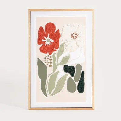 Obrázok produktu pre HOMLA SAARO Maľba – abstraktné kvety a listy, 38 x 58 x 3 cm
