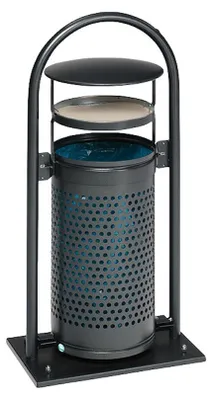 Produktbild von Abfallsammler mit Rohrbogenständer + Aschereinsatz | 60/70 Liter, HxBxT 116,5x58x38cm | Verzinkter Stahl | Grau