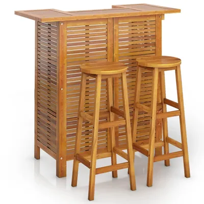 Produktbild von vidaXL 3-tlg. Gartenbar-Set Massivholz Akazie