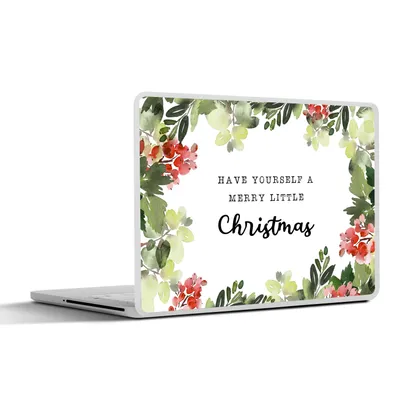 Produktbild von MuchoWow® Laptop Aufkleber Sticker Cover Weihnachten - Zitat - Pflanzen 25x18 cm - Laptop-Deko