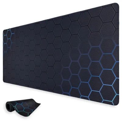 Productafbeelding van Gaming muismat, 1200 x 600 mm, geometrisch honingraatpatroon, waterafstotende oppervlakte voor meer precisie en snelheid, antislip ondergrond voor bureau, geschikt voor kantoor en thuis, 120 x 60 cm, turquoise
