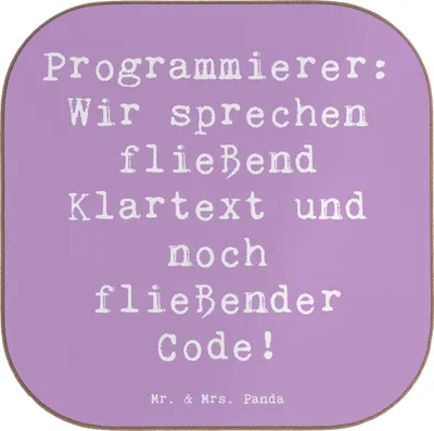 Produktbild von Mr. & Mrs. Panda Tischuntersetzer Spruch Programmierer Codeflüsterer - Lavendeltraum - Geschenk, kreative Geschenke, Untersetzer Tasse, Coaster, Beruf, Tassen, Entwickler