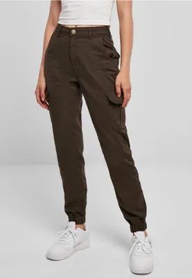 Image de Urban Classics Pantalon cargo taille haute pour dames marron - 30
