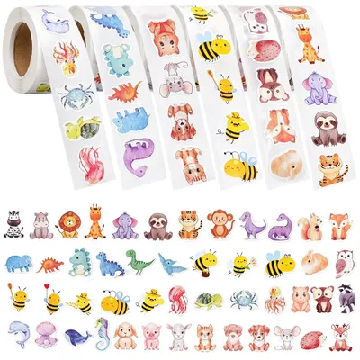 Tier-Sticker 3000 Stück, 6 Rollen, 2,5 cm, wasserdicht, selbstklebend