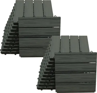 Produktbild von Terrassenfliesen WPC 2 m² Topmulti Fliesen Garten Bodenbelag 30x30 cm Anthrazit
