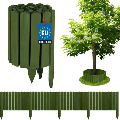 Produktbild von KOTARBAU® Beeteinfassung 200x30 cm Rollborder Flexible Beetumrandung Beet Zaun Abgrenzung für Blumenbeete  Steckzaun Rasenkante Kiefernholz Grün