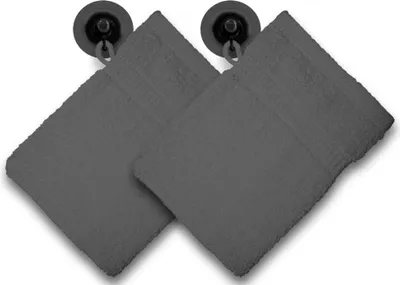 Produktbild von 2er Set Waschhandschuhe Waschlappen anthrazit graphit 16x21 cm Frottee Baumwolle