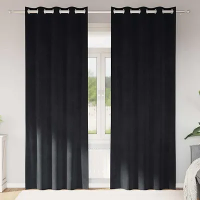 Imagen del producto de Cortinas 2 uds. Negro 140 x 225 cm Terciopelo