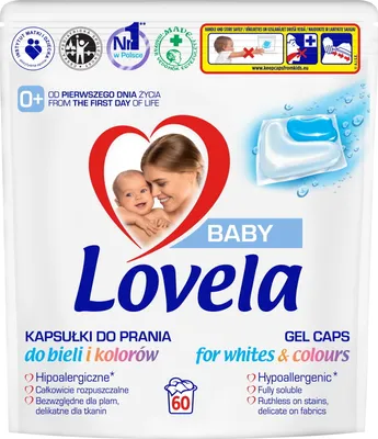 Zdjęcie produktu dla Lovela Baby Hipoalergiczne kapsułki do prania do bieli i kolorów, 60 sztuk