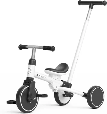 Imagen del producto de Triciclo con manillar acolchado, altura del asiento ajustable, pedal desmontable, para niños de 1 a 3 años, ideal para uso en interiores y exteriores