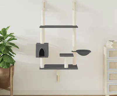 Produktbild von Möbel Kratzbaum mit Kratzsäule Wandmontage Dunkelgrau 153 cm - Kratzbäume 172406