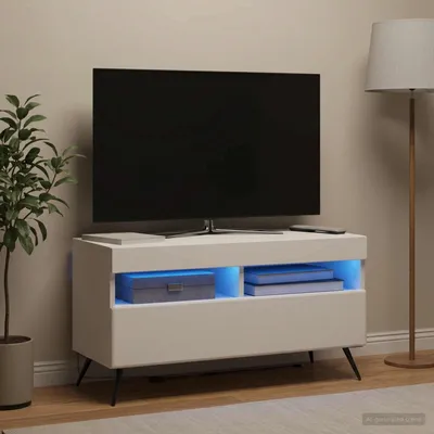 Imagen del producto de Maison Exclusive: Mueble para TV LED, color blanco, fabricado en material de madera