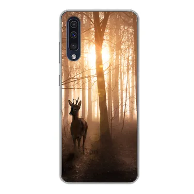 Produktbild von MuchoWow® Handyhülle Schutzhülle Hülle für Samsung Galaxy A50 Wald - Hirsche - Sonne - Bäume - Winter - Natur - Tiere Silikon Softcase Handy Hülle - Mobiltelefonhülle