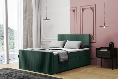 Produktbild von Boxspringbett Schlafzimmerbett MONTY 200x220cm in Stoff Monolith Grün