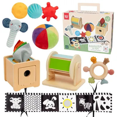 Produktbild von Babyspielzeug Montessori Spielzeug - 7-teilig - Holz - 0 bis 6 Monate