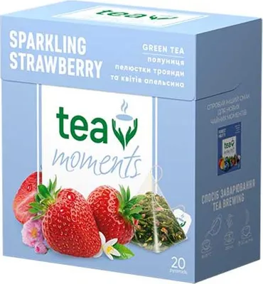 Obrázek produktu pro Tea Moments Sparkling Strawberry 34g (20 pyramid, zelený čaj)