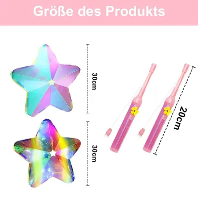 Produktbild von Sternlaternen Bastelset 2er für Kinder, bunt & glitzerweiß, 30 cm