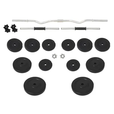 Image de vidaXL Haltère long et haltère court avec poids 60 kg