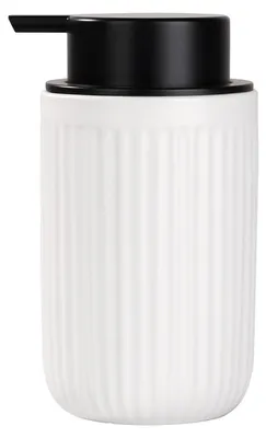 Image de Distributeur de savon en céramique, 350 ml, rayures blanches, pour cuisine et salle de bain