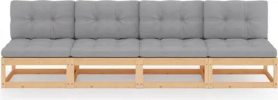 Produktbild von vidaXL 4-Sitzer-Gartensofa mit Kissen Kiefer Massivholz