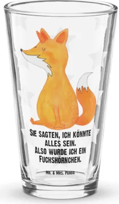 Produktbild von Mr. & Mrs. Panda Glas Einhorn Fuchs - Transparent - Geschenk, Longdrinkglas, Füchse, Unicorns, Tumbler, Unicorn, Fuchshörnchen, Einhörner, Bierglas, Trinkglas