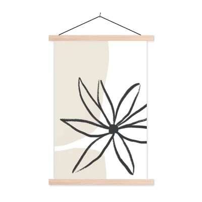 Produktbild von MuchoWow® Textilposter Blumen - Minimalismus - Pastell 60x90 cm mit holzfarbenen Rahmen - Textil