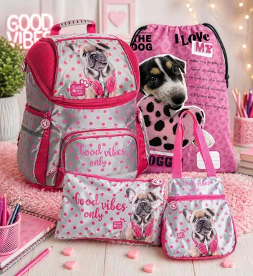 Image de Sac à dos 4 en 1 pour chien, sac d'école, cartable, sac à dos pour petite fille, de la 1re à la 3e année