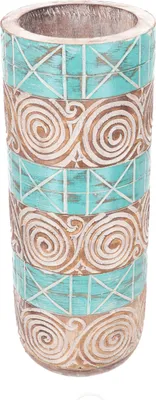 Produktbild von Schirmständer, Vase, Übertopf, Pflanzgefäß aus Arbesiaholz - Grün, 47*18*18 cm, Vasen & Blumentöpfe