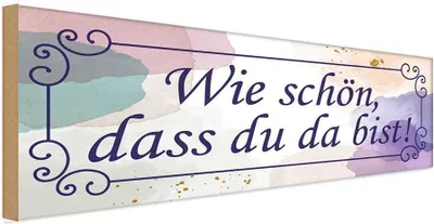 Produktbild von vianmo Holzschild 10x27 cm wie schön dass du da bist Dekoration
