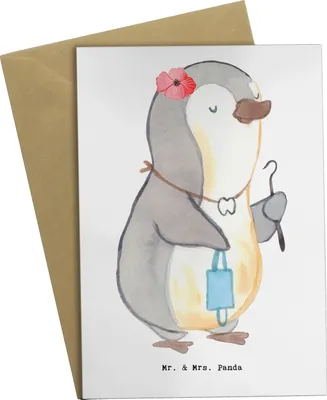 Produktbild von Mr. & Mrs. Panda Grußkarte Zahnärztin Herz - Weiß - Geschenk, einladungskarten, weihnachtskarten, Klappkarte, glückwunschkarten, osterkarten, osterkarte